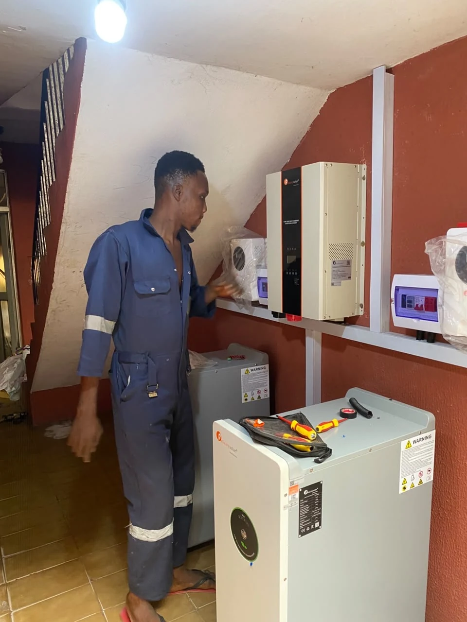 Installed inverter and battery equipment